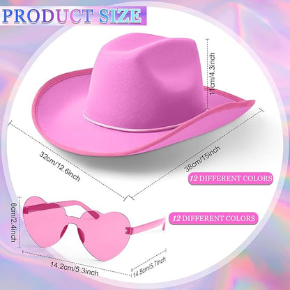 Haysandy 24 Pcs Sparkly Party Hats with Rimless Heart Sunglasses Fun Colorful Party Hats Goggles for Women Men