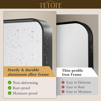 TETOTE Black Framed Mirrors for Bathroom, 30 x 36 Inch Modern Decorative Wall Mounted Rectangle Matte Framed Vanity Mirror (Horizontal/Vertical)