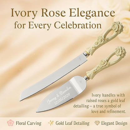 GIFTS INFINITY Personalized Wedding Cake Knife and Server Set with Engraving – Cake Cutting Utensil Set, Keepsake Gift for Wedding, Anniversary, Reception, Birthday & Other Occasions (2554)