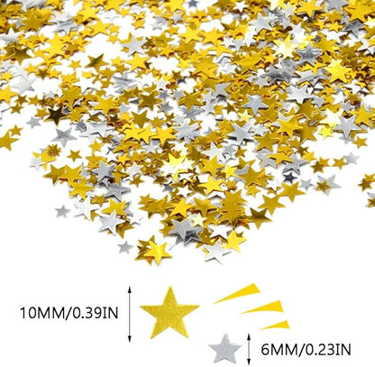 60g/2.1oz Foil Star Confetti Glitter Mixed Pack Metallic Foil Table Confetti Sparkle Sequins for Wedding,Party Decoration(Gold+Silver)