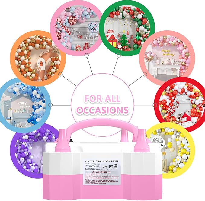 SINBEE Balloon Pump Electric Party Decorations - Electric Balloon Pump for Balloon Arch Kit, Portable Dual Nozzle Balloon Inflator