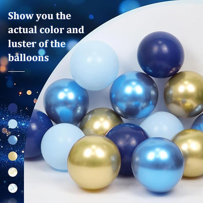 60pcs Navy Blue and Gold Balloons 12inch, Pastel Metallic Blue Gold Confetti Balloons for Baby Shower Graduation Birthday Party Decorations