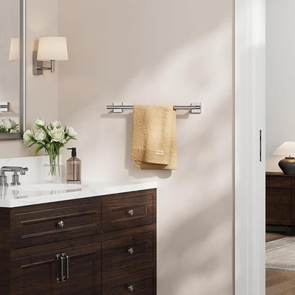 USHOWER Polished Chrome Towel Bar, 18 Inch Towel Racks for Bathroom Wall Mounted, 304 Stainless Steel Towel Holder with Square Base, Modern Home Decor (Total Length 20 Inch)