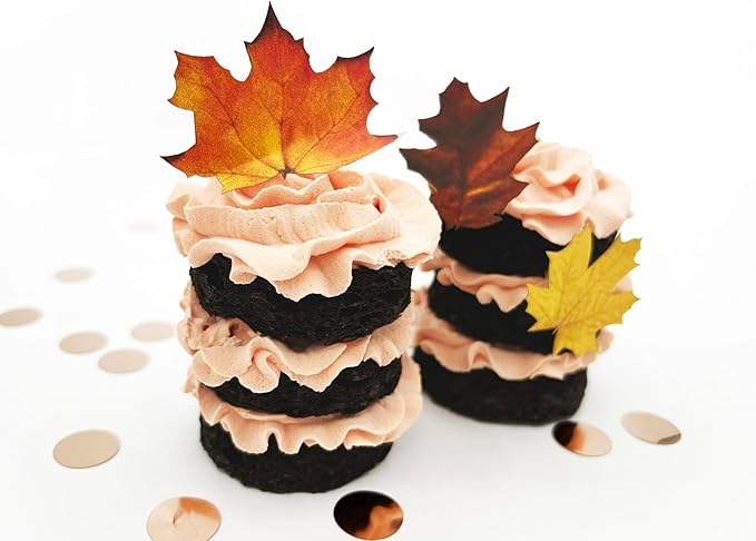 Edible Fall Leaves Assorted Set of 15 - Wafer Cake & Cupcake Toppers - edible fall leaves for cake decorating - fall cupcake toppers