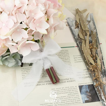 White Chiffon Ribbon - 1-1/2 Inch x 21 Yards Handmade Fringe Silk Ribbon for Wedding Invitation, Bridal Flower Bouquets, Floral Arrangement, Gift Wrapping