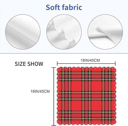 Yibeas Red Plaid Cloth Napkins Set of 4 Traditional Scottish Checkered Tartan Pattern in Classic Colors Polyester Kitchen Dinner Napkins for Holiday Festive Wedding Decor 18 x 18 inch