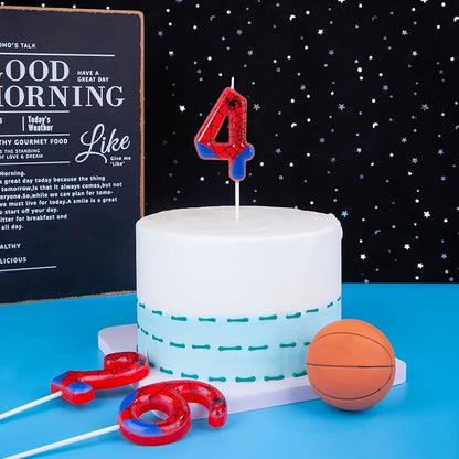 PHD CAKE 2.76 Inch Number 4 Spider Birthday Candles, Spider Cartoon Themed Number Candles, Cake Number Candles, Party Celebration