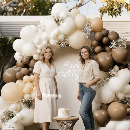 SUWEN 153Pcs Brown Balloons Garland Arch Kit Different Sizes 18 10 5 inch Dark Light Brown Nude White Balloons for Neutral Bear Birthday Thanksgiving Bridal Shower Gender Reveal Party Decorations