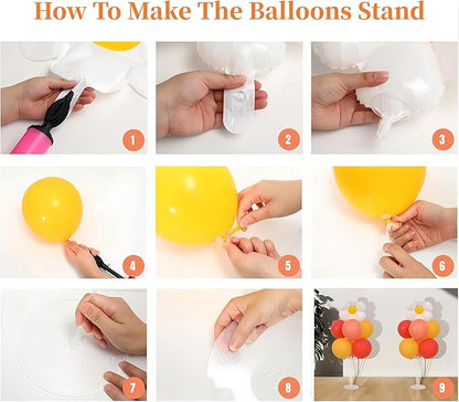 Daisy Balloon Table Centerpieces Stand Kit 2 Sets, Boho Groovy Party Decortions with Flower Daisy Foil Balloons for Birthday Wedding Baby Shower Theme Party