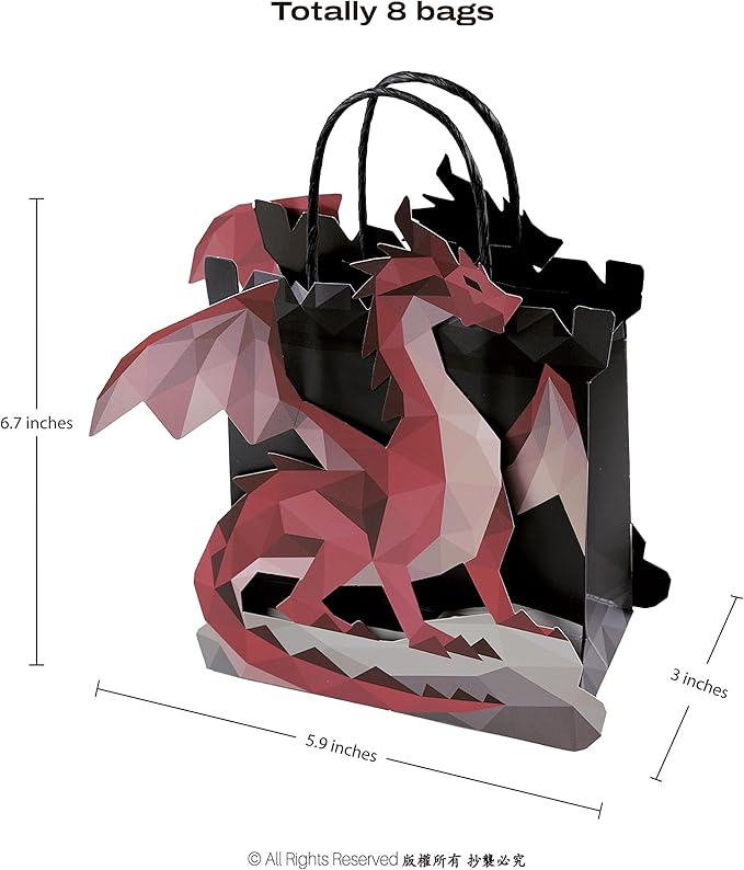 Cheerland Dragon Gift Bags Dragon Party Favor Bags Medieval Party Decorations Goodie Bag Fantasy Theme Birthday Decoration Medieval Party Supplies Candy Treat Party Role Play Supply 8 Pcs