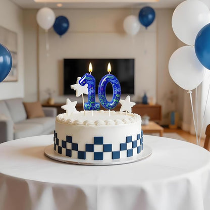 Number 10 Birthday Candle for Cake – Blue Gaming Theme Number Candle with “Next Level” Design, Video Game Style Cake Topper for Anniversary & Celebration