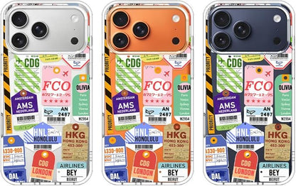 MOSNOVO for iPhone 17 Pro Max Case | Military Grade 6.6ft Drop Tested | Camera Control | Clear with Air Ticket Labels Design