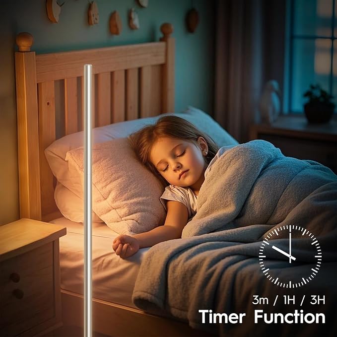 LED Corner Floor Lamp for Living Room, Minimalist Light with Remote Control, Stepless Adjustable 2700k-6500k Colors & Brightness, Modern Reading Bright Light, 58" Standing Lamp for Bedroom Home Office