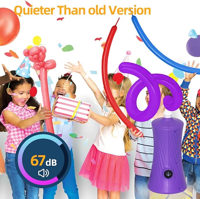 Voircoloria 260 Balloon Pump Electric, Portable Automatic Dual Nozzle Inflator with Tying Tools for Long Animal Balloons Birthday Gender Reveal Baby Shower Balloons Party Decorations