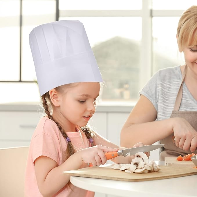 ESHATO 20-40 Pack Kids Chef Hats, Adjustable Disposable Bakery Hats for Cooking, Baking, Pizza Party, Hibachi Party