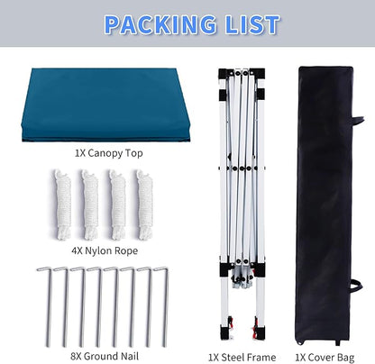 Pop Up Canopy 8X8 FT,Portable Sun Instant Shelter w/Backpack Bag,Waterproof,Adjustable Straight Leg Heights Canopies,Outdoor Tents for Parties,Camping,Commercial Event,Lake Blue