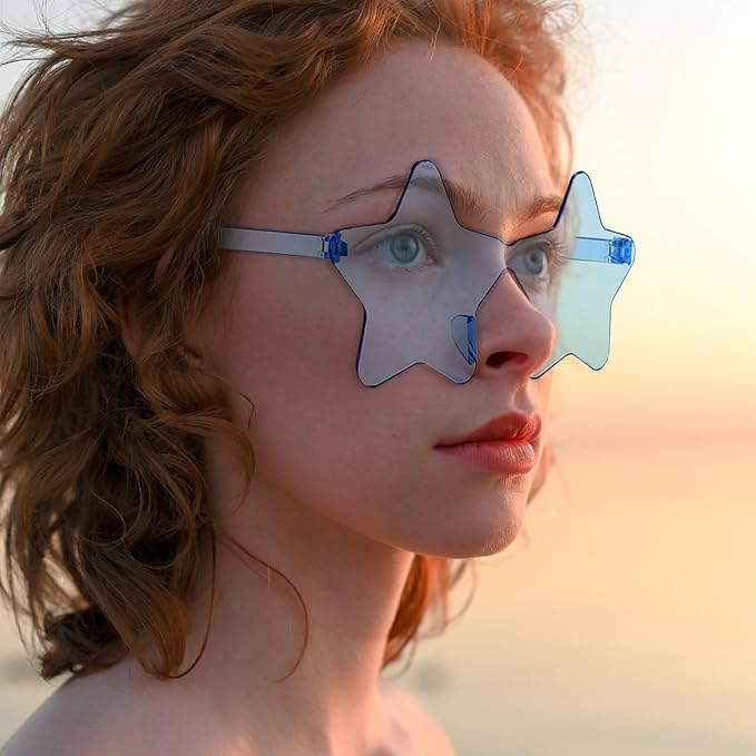 10/20 Pack Star/Heart Shape/Round/Butterfly/Cat Eye/Rectangle/Fire Rimless Tinted Party Sunglasses Color Glasses