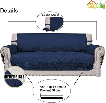 Easy-Going Oversized Chair Sofa Slipcover Reversible Sofa Cover Water Resistant Couch Cover Furniture Protector Cover with Elastic Straps for Pets Dog (Oversized Chair, Navy/Ivory)