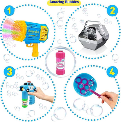 Pink 16oz Concentrated Bubble Solution 20-Pack, Refills up to 1.25 Gallons, Non-Toxic Concentrated Solution for Bubble Machines, Giant Bubble Wands, Bubble Gun and Blowers