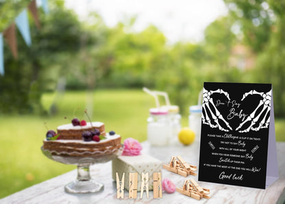 Don't Say Baby Baby Shower Game,Halloween Gothic Baby Shower Decorations,Mini Clothespins for Baby Shower,Neutral Baby Shower Decorations,Little Cutie Baby Shower,1 Sign & 50 Mini Clothespins Set-B4