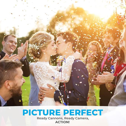 Multicolor Streamer Confetti Cannon Cartridge – 6 Handheld Streamer Popper with Easy Cleanup for Parties & Events | Loud POP | Fly up to 40ft | Biodegradable 16” Streamer Confetti Cannons
