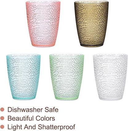 uxcell 10oz Acrylic Drinking Glasses, 4Pcs Plastic Reusable Tumblers Drinkware Unbreakable Water Glasses Cups Stackable & Dishwasher Safe for Home Outdoors Restaurant, Emerald