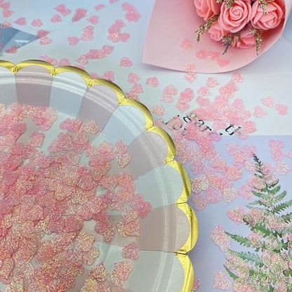 2500pcs Pink Love Heart Shaped Glitter Confetti for Valentine's Day, Anniversary, Birthday, Wedding, Bridal Shower & Baby Shower Parties Decorations