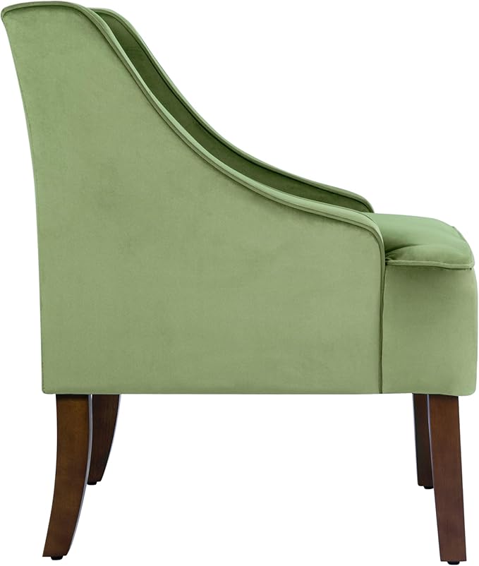 HomePop Velvet Swoop Arm Living-Room-Chairs, Green Velvet