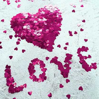Burgundy Heart Table Confetti - Foil Metallic Heart Shaped Confetti Valentines Day Glitter Mylar Confetti Heart Sequin Wedding Anniversary Baby Shower Birthday Table Scatter Confetti Decorations, 60g