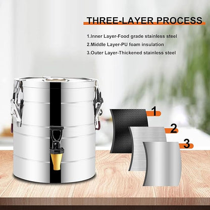Stainless Steel Insulated Beverage Dispenser,Cold and Hot Drink Dispenser 5.28-Gallons 20 Liters Water Dispenser