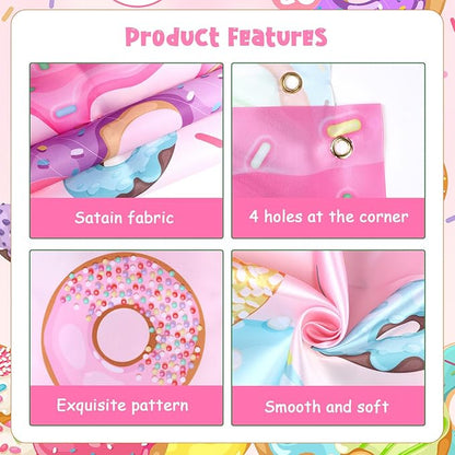 Serencatcher Donut Toss Game Banner with 3 Bean Bags Donut Bean Bag Toss Games Backdrop Background for Donut Party Games Donut Birthday Baby Shower Party Decorations Supplies