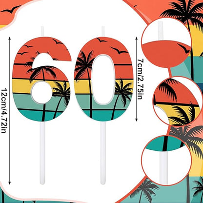 Conelist 60th Birthday Candles for Cake Vintage 1966 Cake Topper Retro 60th Happy Birthday Party Decorations for Men Women 1966, 2 Pack Number 60 Candle for 60 Years Wedding Anniversary Party Supplies