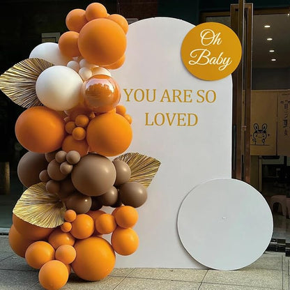 MEBAY Fall Thanksgiving Balloon Arch Kit, 155 Pcs Boho Brown Orange White Balloons Garland for Baby Shower Autumn Birthday Party Decorations
