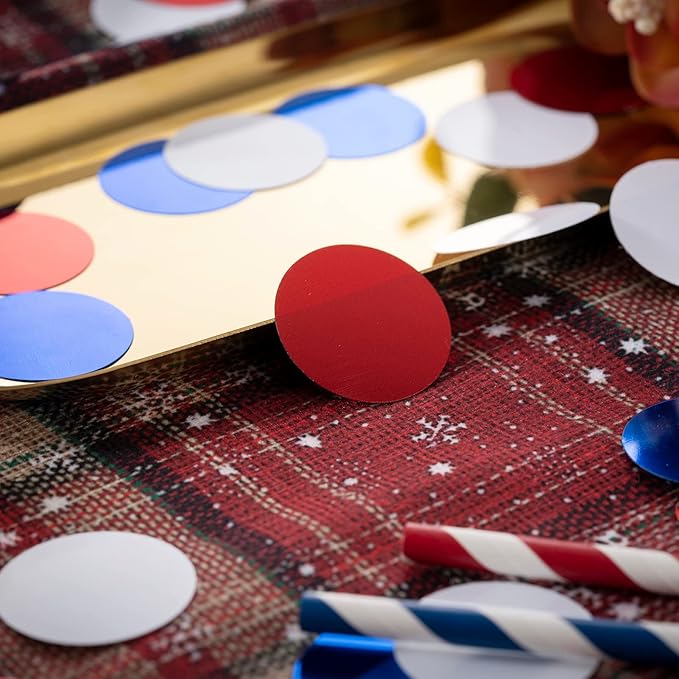 Red White Blue Table Confetti Party Decorations Metallic Circle Dot Confetti, 1.2 Inch, 300pcs