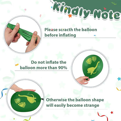 Dinosaur Balloons, 12 Inch Dino Printed Balloons with Palm Leaves Confetti Balloons for Birthday Party Jungle Dinosaur Safari Themed Decoration Supplies