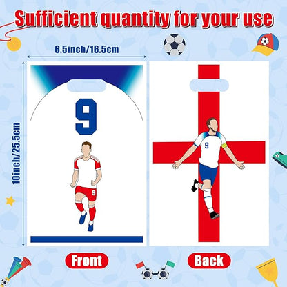 Andi Cppss Soccer Birthday Party Favor Bags - 50PCS Blue Red and White Soccer Goodie Snack Bags for Team Football Gift Bag for Snacks Football Treat Bag for Kids Birthday Game Celebration Party Favors