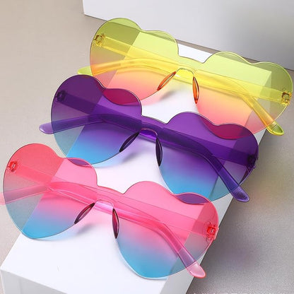 9 Pack Heart Shaped Sunglasses Rimless Heart Glasses for Bachelorette Party Birthday Decorations Party Favors