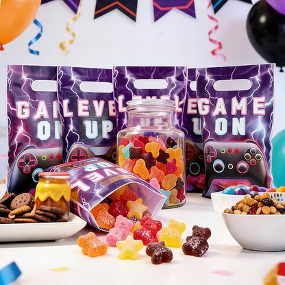 Adecortalk 50 Pcs Video Game Party Favor Bags Video Game Gift Bag Plastic Candy Goodie Treat Gift Bags for Kids Game On Birthday Baby Shower Party Decorations Gamer Party Supplies