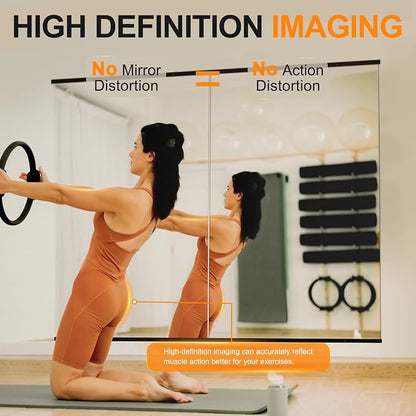 Delma Home Gym Mirror, 48''x24''x2PCS, Large Full Body Tempered Glass Frameless, Wall-Mounted for Gym, Yoga, Garage, Bedroom, Bathroom
