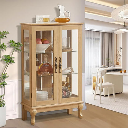 Curio Cabinet with Lighted, Curio Display Cabinet, Glass Display Cabinet with