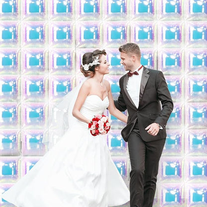 NISOCY 48PCS Iridescent Square Foil Balloons Wall Backdrop Holographic Balloons Tunnel Garland Arch Kit for Birthday Wedding Graduation Bridal Baby Shower New Year Rainbow Party Decorations