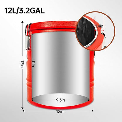 12L Insulated Barrel, 3.2 Gallon Ice Bucket, Leakproof Hot & Cold Drink Dispenser with Spigot, 304 Stainless Steel Liner, Portable Water Cooler for Camping, Party, Coffee Bar, Picnic