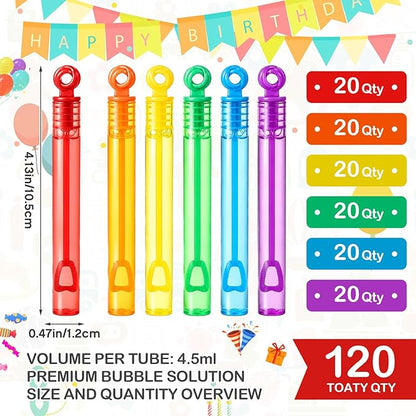 Lunmon 120 Pcs Rainbow Mini Bubble Wands Bulk Neon Bubble Party Favors Toys Gift for Kids Toddler, Summer Beach Pool Birthday Party Supplies, Goodie Bag Stuffer Fillers, Outdoor Event Classroom Prizes