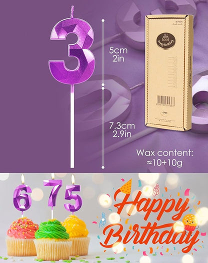 Yiran Number 18 Candles,18th Birthday Candles,Purple Happy Birthday Candle for Cake,3D Design Cake Topper Decorations for Boy Men Pet Birthday Party Wedding Anniversary Celebration Supplies