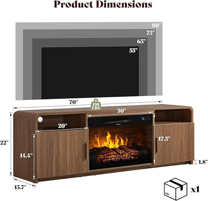 AMERLIFE 70" Fluted Fireplace TV Stand