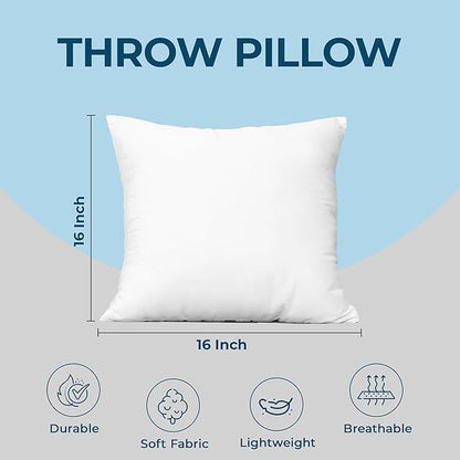 Utopia Bedding Throw Pillows (Set of 4, White) – 16 x 16 Inches Down Alternative Pillows for Bed, Sofa, and Couch - Fluffy Decorative Stuffer Pillow for Indoors & Outdoors
