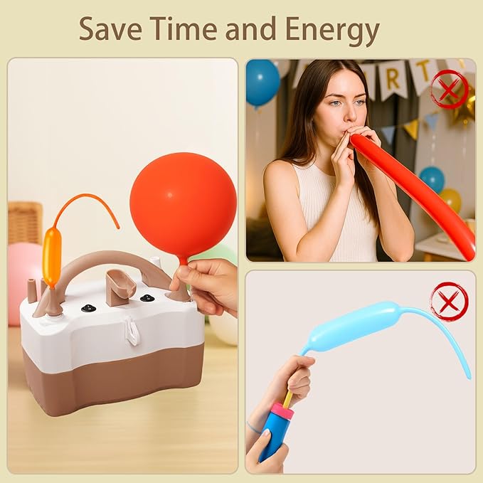 AXHJ Electric Balloon Pump, Portable Electric Air Balloon Pump Dual Nozzle Air Blower Pump, Balloon Inflator for Party Decorations