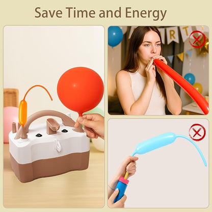 AXHJ Electric Balloon Pump, Portable Electric Air Balloon Pump Dual Nozzle Air Blower Pump, Balloon Inflator for Party Decorations