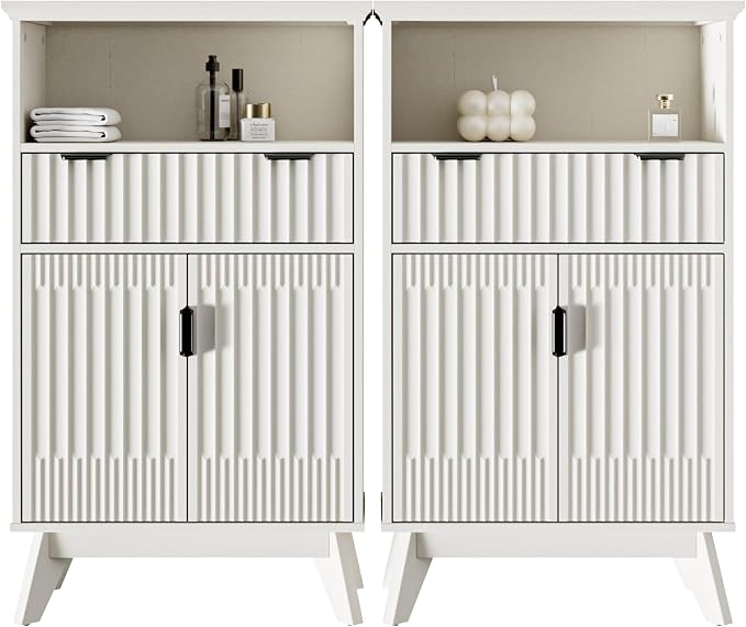 Fatmok Buffet Cabinet with Storage Set of 2, Wood Buffet Sideboard Console Table