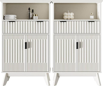 Fatmok Buffet Cabinet with Storage Set of 2, Wood Buffet Sideboard Console Table